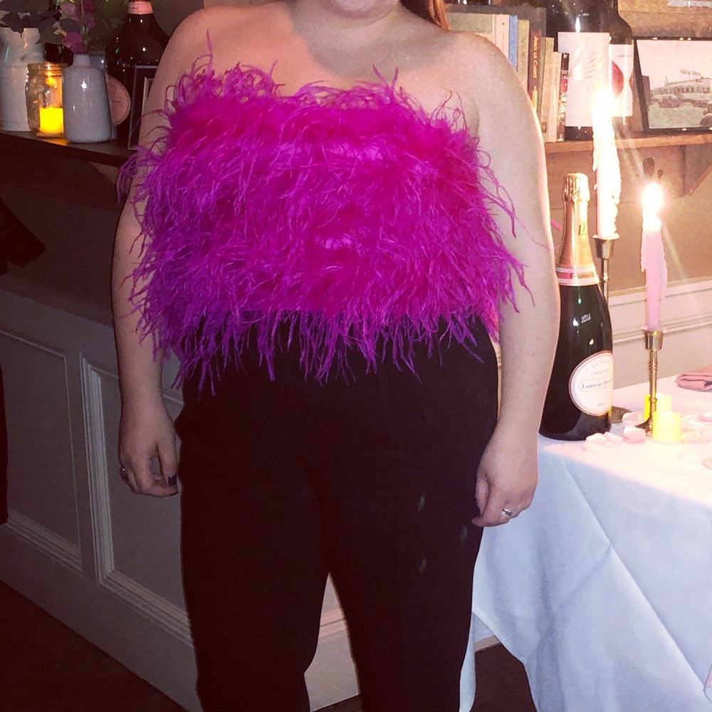 Feather bustier top.